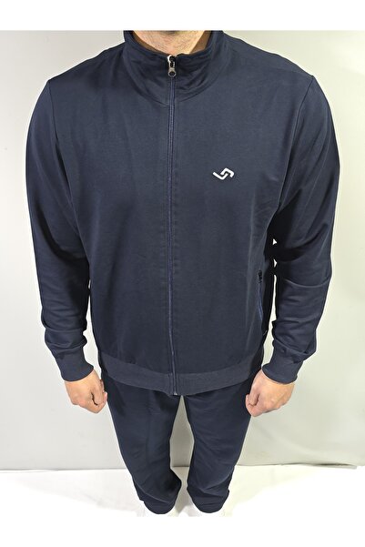 Jump Men's Comfortable Fit Mock Neck Cotton 2 Thread Tracksuit Set