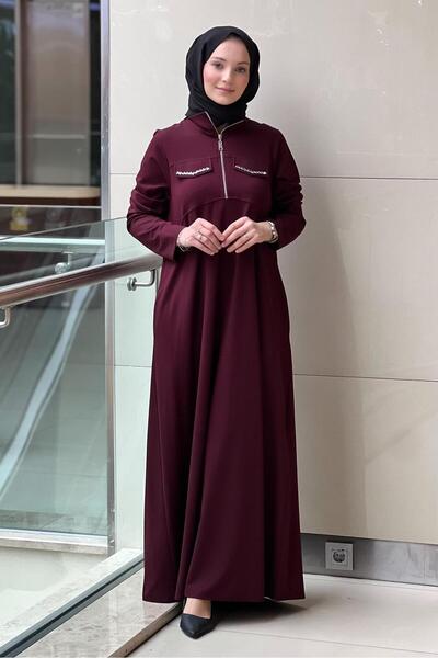 Nuss Mock Neck Half Zipper Bomb Dress