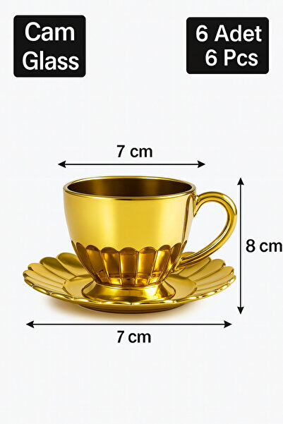 Fiyakalı Ürünler Atölyesi 6 Adet Cam Kahve Fincan Takımı,TURIN Model,BÜYÜK BOY Fincan Takımı,Çay ve Kahve Sunumu