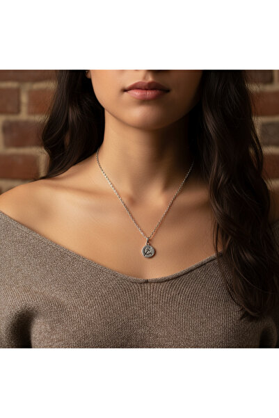 Alooya Minimal Orak Çekiç Gümüş Kaplama Düz Zincir Kolye