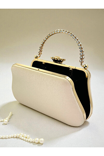 Biçanta Color Glitter Satin Crystal Stone Handle Women Evening Dress Bag Wedding Engagement Graduation