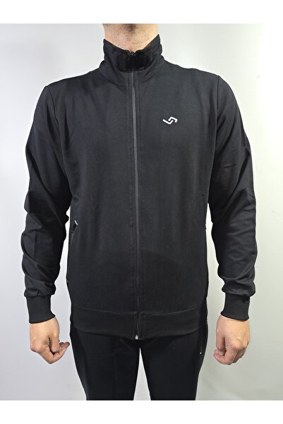 Jump Men's Comfortable Fit Mock Neck Cotton 2 Thread Tracksuit Set