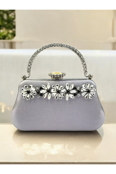 Biçanta Color Glitter Satin Crystal Stone Handle Women Evening Dress Bag Wedding Engagement Graduation