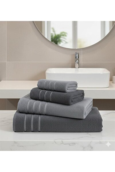 elvira concept Lilyum Pamuklu 4'lü Banyo Havlu Seti Hamam Takımı Günlük Çeyiz...