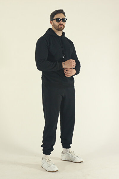 EydaMoon Ανδρικό χειμερινό βαμβακερό σετ αθλητικής φόρμας με κουκούλα Sweatshirt Jogger - Regular Elastic Leg