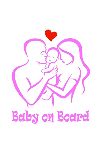 Oracal Sticker Happy Family, familie fericita, baby on board, 20cm, roz