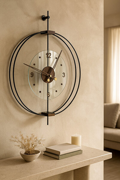 Wallover Design Büyük Boy Rosa Siyah/Ceviz Premium – Çift Çemberli Lüks Büyük...