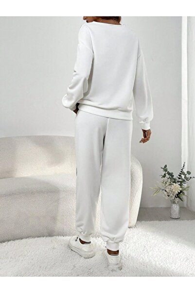 JANES Women's Long Sleeve V-Neck Pulpayeteked Viscose Two Thread Blouse and Pants