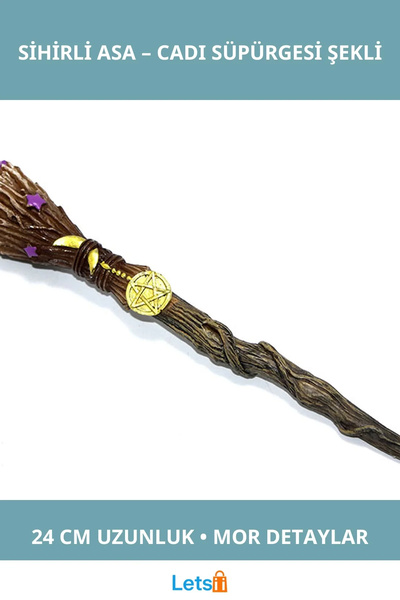 Letsii Polyester Sihirli Asa Mor 24 cm Cadı Temalı Aksesuar