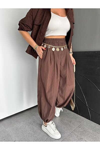 Zerrincan Giyim Kahve Paraşüt Şalvar Pantolon