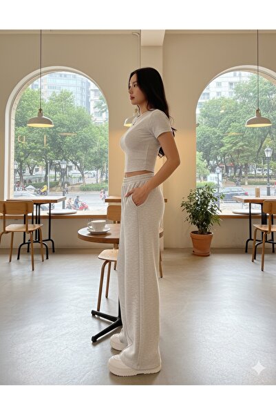 LACKH Φούτερ με φαρδιά πόδια ΓΚΡΙ ΆΝΕΤΟ ΥΦΑΣΜΑ ΑΠΟΔΕΙΞΗΣ ΑΠΟΔΕΙΞΗΣ ΑΠΟΔΕΙΞΗΣ