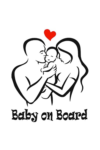 Oracal Sticker Happy Family, familie fericita, baby on board, 20cm, negru