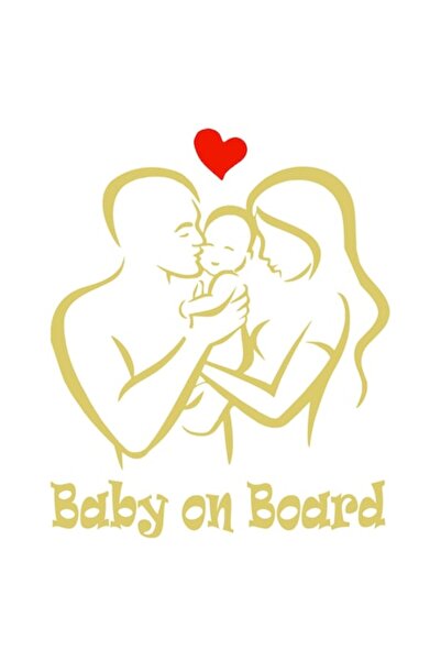 Oracal Sticker Happy Family, familie fericita, baby on board, 20cm, auriu