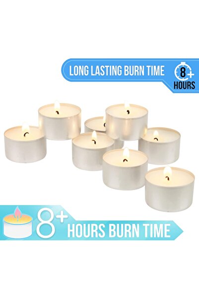 Stonebriar Bulk 50 Pack Unscented Smokeless Long Tea Light Candles, White