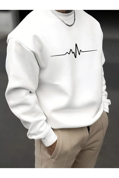 buğrahayalin Men's Long Sleeve Printed Two Thread Sweat