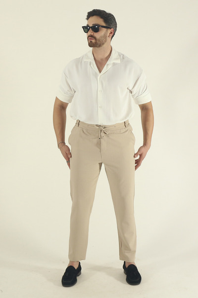 EydaMoon Чоловічі штани-джоггери з еластичним поясом, шнурівкою, смужками, кишенями з боків і на зап'ястях