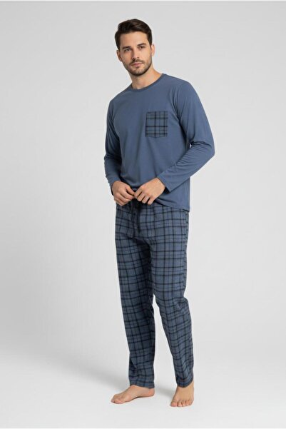 MORRO Konforlu Ev Giyimi Üst ve Desenli Pijama Altı | Erkek Pijama Takımı