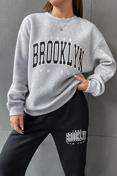 darkopia Unisex Men Women Brooklyn 1898 Printed 3 Thread Crew Neck Sweatsuit Set