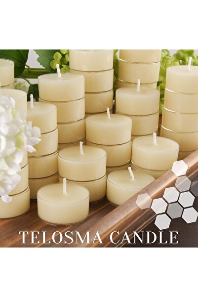 007 شموع شاي TELOSMA المصنوعة من شمع العسل الطبيعي - عبوة من 24 شمعة - صغيرة ...