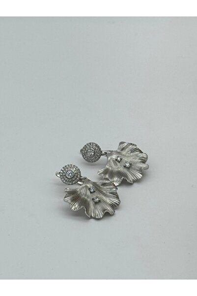 AUBRA Zirkon Taşlı Yelpaze Silver Çelik Küpe