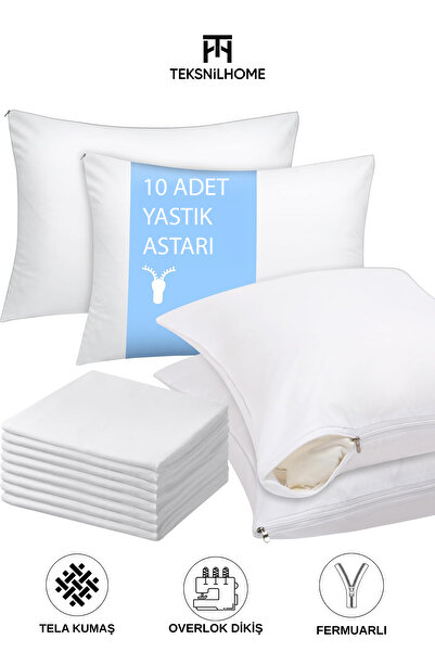 TeksNil Home Tela 10 Pieces Zippered White Pillow Liner Economical Mattress 50X70