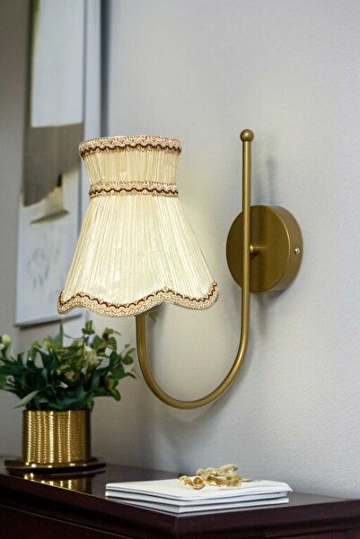 BSA LIGHTING EFNAN ESKİTME BOYALI KLASİK APLİK ( PAPYON KREM ABAJURLU)