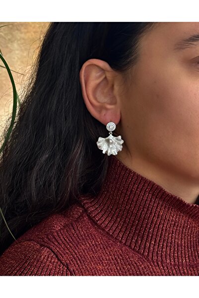 AUBRA Zirkon Taşlı Yelpaze Silver Çelik Küpe