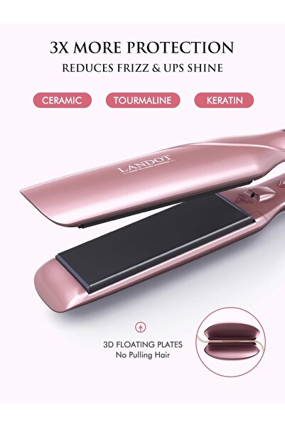 LANDOT Ceramic Flat Iron Hair Straightener 1.75 Inch - Adjustable 120℃-230℃ Dual Voltage