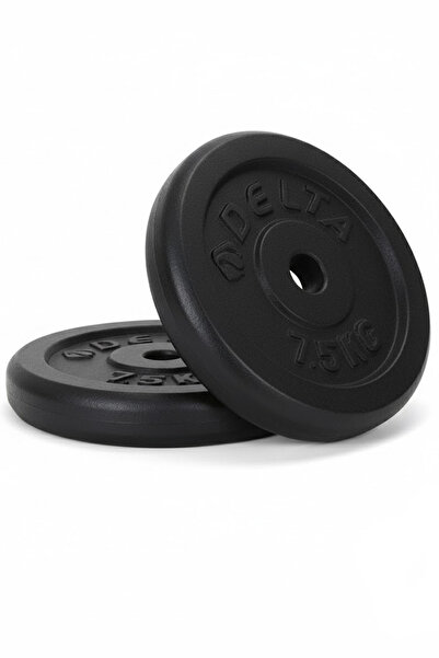 Delta Döküm Plaka Siyah 7.5 KG x 2 Adet Toplam 15 Kg | Ağırlık Dambıl Plakası Dayanıklı ve Ergonomik Set