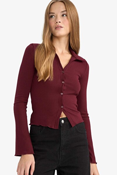 DeFacto Fitted Polo Yaka Fitilli Kaşkorse Hırka G3057AX25WN