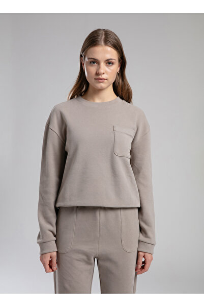 Lee Cooper Γυναικείο φούτερ με λαιμόκοψη O μονόχρωμο βιζόν 261 LCF 241017 FLORA VIZON