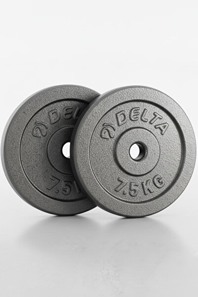 Delta Döküm Plaka Gri 7.5 KG x 2 Adet Toplam 15 Kg | Ağırlık Dambıl Plakası Dayanıklı ve Ergonomik Set