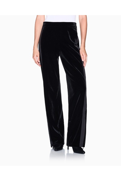 Armani Exchange Women's Not Restricting Movement Straight Cut High Waist Elastic Waist Black Pants Xw000790 Af16147-Uc0