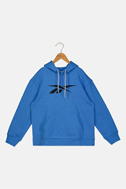Reebok هودي بأكمام طويلة بشعار العلامة التجارية للأولاد من Kids Boys، أزرق هيذر