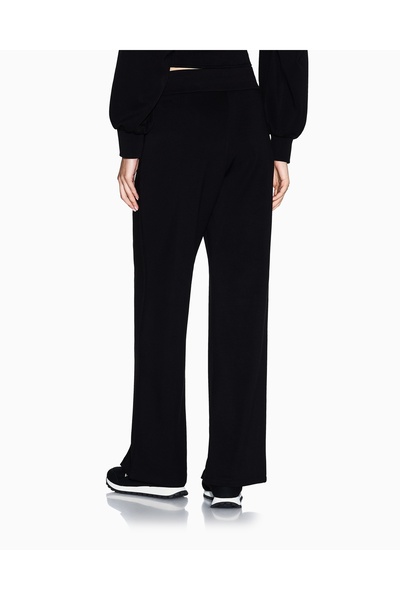 Armani Exchange Women's Comfortable Fit Pleated Elastic Waist Slit Wide Leg Black Pants Xw001289 Af16111-Uc001