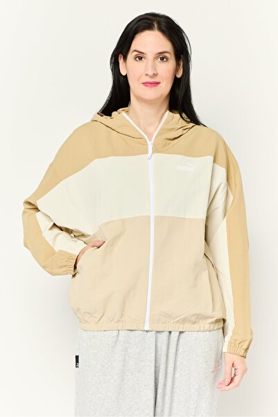 Puma Women Sportswear Fit Long Sleeves Outdoor Windbreaker Jacket, Tan