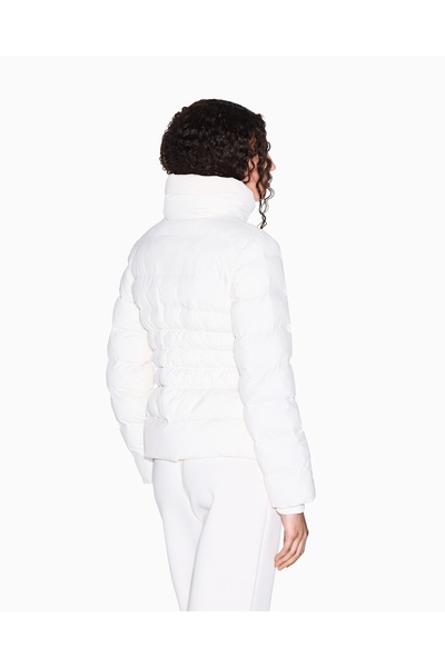 Armani Exchange Women's Quilted Regular Fit Mock Neck Button Long Sleeve Ecru Coat Xw000653 Af15984-U1003