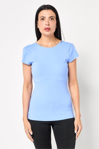 Nike Women Sportswear Fit Short Sleeve Yoga Top, Blue