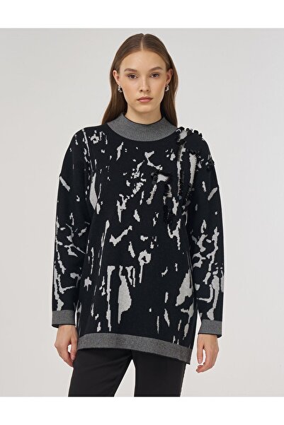 Kayra Sequin Detailed Knitwear Tunic Black