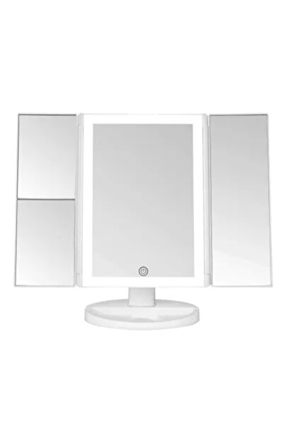 COOYA مرآة مكياج ثلاثية الطي مزودة بإضاءة LED | شاشة لمس مع خاصية التعتيم - تكبير - مرآة مكياج محمولة