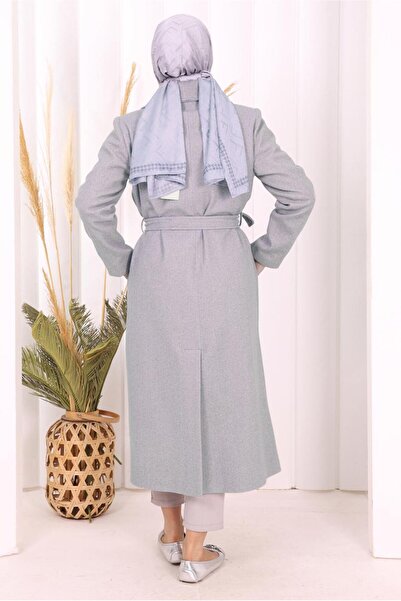 TRENDTESETTÜR Women's Gray Belted Coat t 96007