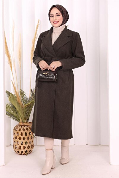 TRENDTESETTÜR Women's Brown Belted Coat t 96007-1