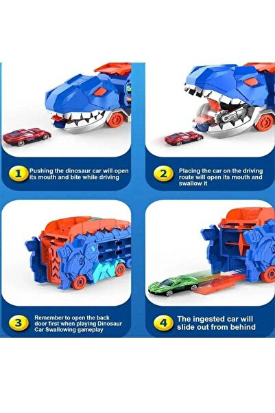 Aikenn Dinosaur Toy for Kids Swallowing Car Ejection Slide Track Alloy Educational Dual Form Party Toy