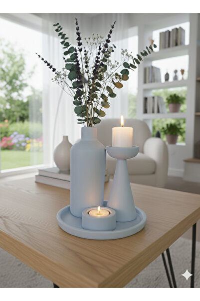 TACTIC Set decorativ modern din 4 piese (vază-candelabru-suport pentru lumânări-tavă)