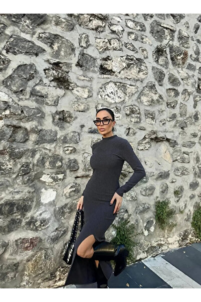 civetta Wrinkled Fabric Slit Dress