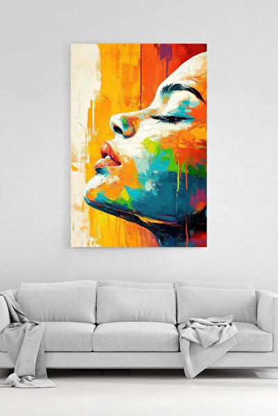 HonataDizayn Pop Art Canlı Renkler Kadın Portresi Kanvas Tablo Modern Sanat D...