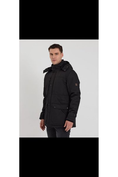 Cinar erkek giyim Long Coat Slimfit Winter Hat with Fleece Linen Fabric Sport
