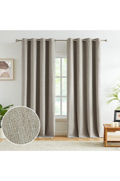 FMFUNCTEX Draperii decorative 100% blackout, Fmfunctex, 132x245cm set de 2, gri