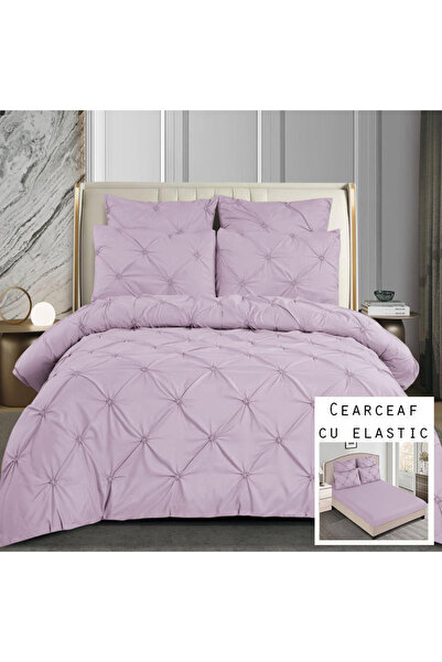 Patul Lenjerie de Pat 6 Piese, Bumbac Finet, Pucioasa, Pat Dublu, 2 Persoane, Cearceaf cu elastic