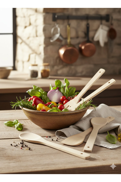 Hagen Set of 4 Natural Wooden Spoons Tablespoon Natural Wood Wooden Spoon Unpolished Unvarnished Healthy Spoon